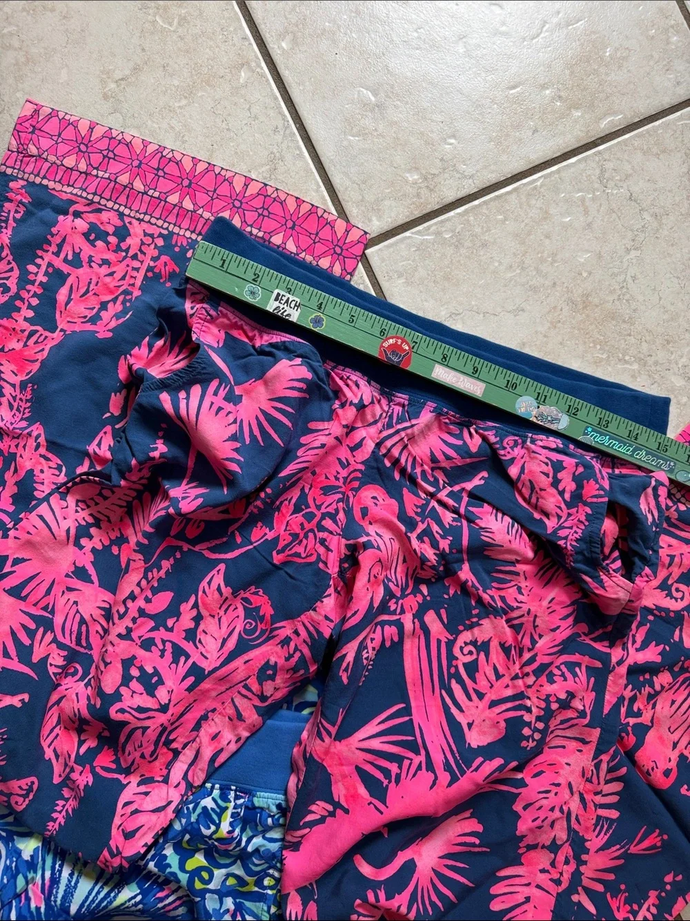 Tropical Wide Leg Lilly Pulitzer Navy and Bright Pink Lounge Beach Bottoms Small
